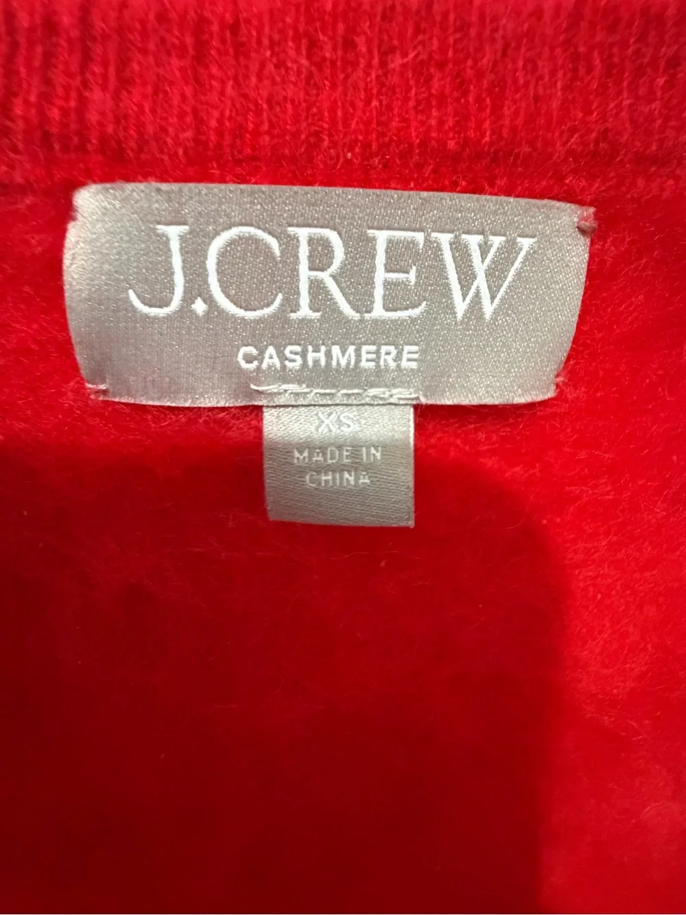 J.Crew Brushed Cashmere Oversized V-Neck Sweater – Cherry Red – XS